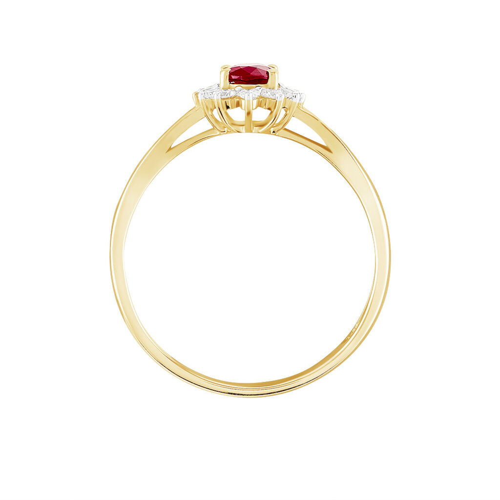 Bague Or Jaune Rubis Diamants - Bagues solitaires Femme | Histoire d’Or