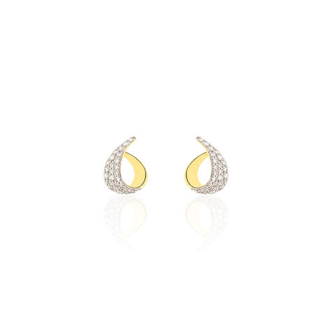 Boucles D'oreilles Puces Boucle D'or Or Jaune Oxyde De Zirconium - Clous d'oreilles Femme | Histoire d&rsquo;Or
