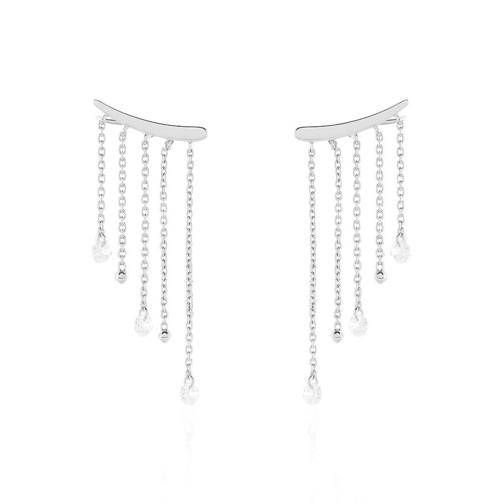 Boucles D'oreilles Pendantes Cainan Argent Blanc Oxyde De Zirconium - Boucles d'oreilles fantaisie Femme | Histoire d’Or
