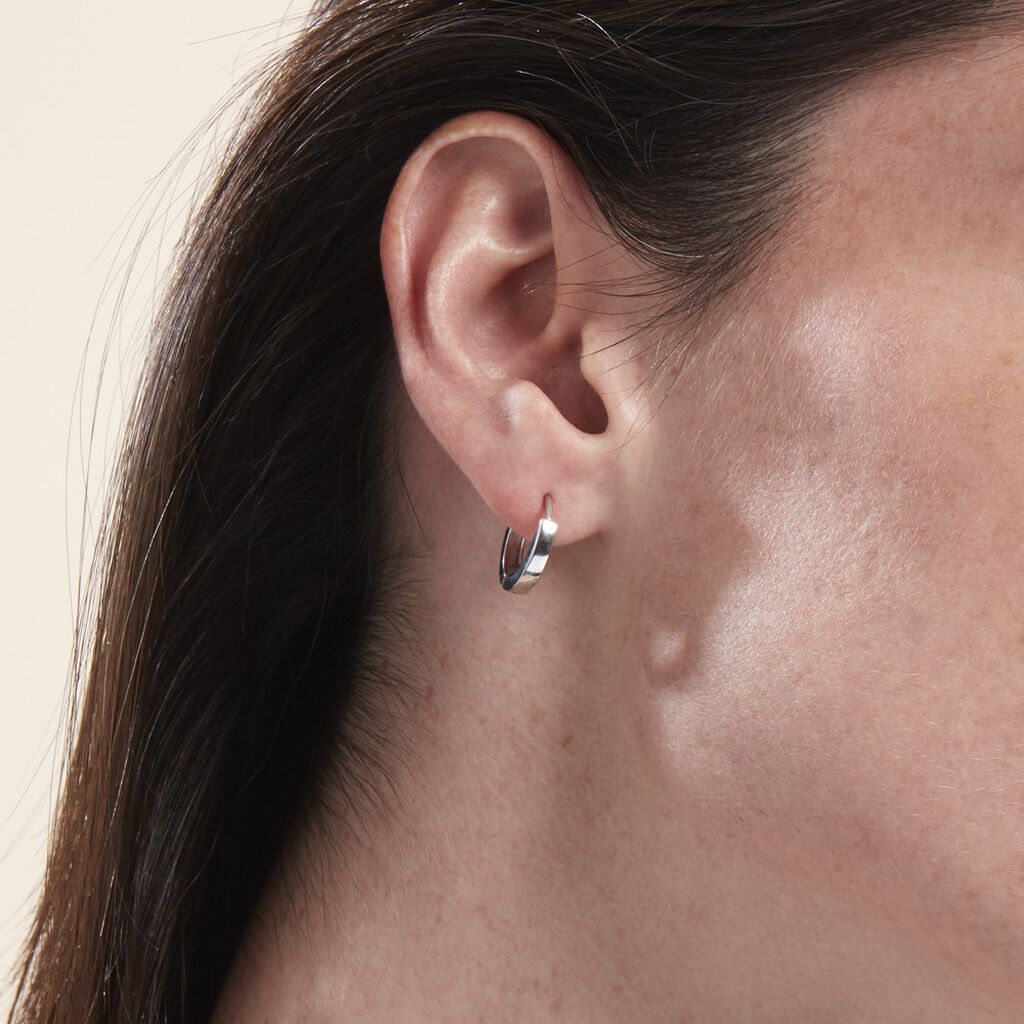 Créoles Argent Blanc Eleanora - Boucles d'oreilles créoles Femme | Histoire d’Or