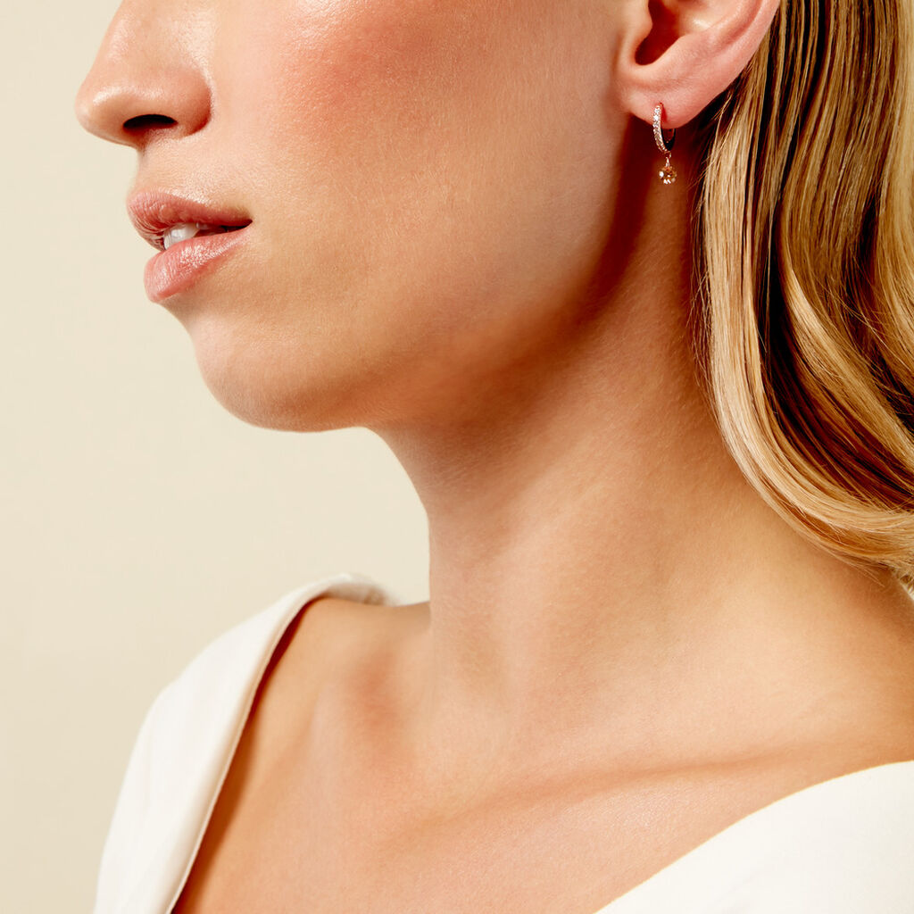 Créoles Lisenn Argent Rose Oxyde De Zirconium - Boucles d'oreilles créoles Femme | Histoire d’Or