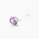 Boucles D'oreilles Puces Vrille Ovale Or Blanc Amethyste - Clous d'oreilles Femme | Histoire d&rsquo;Or