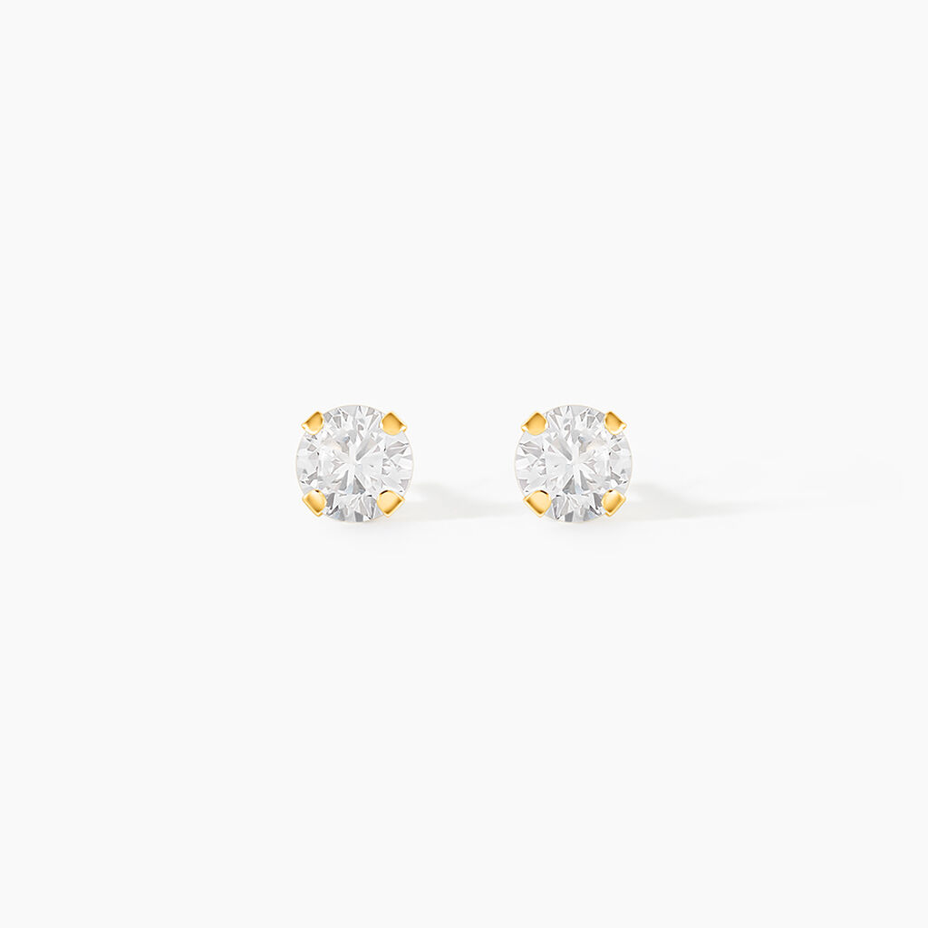 Boucles D'oreilles Puces Eddie Or Jaune Oxyde De Zirconium - Clous d'oreilles Femme | Histoire d&rsquo;Or