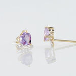 Boucles D'oreilles Puces Eva Or Jaune Amethyste Et Oxyde De Zirconium - Clous d'oreilles Femme | Histoire d&rsquo;Or