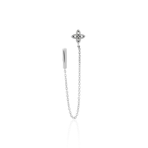 Bijou D'oreille Unitaire Argent Blanc Gosse Oxydes De Zirconium - Boucles d'Oreilles Etoile Femme | Histoire d’Or