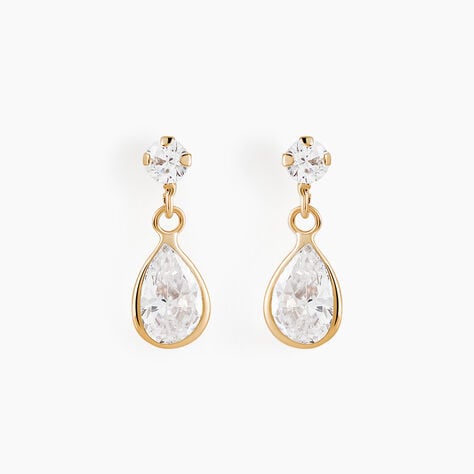 Boucles D'oreilles Pendantes Lika Or Jaune Oxyde De Zirconium - Boucles d'oreilles pendantes Femme | Histoire d&rsquo;Or