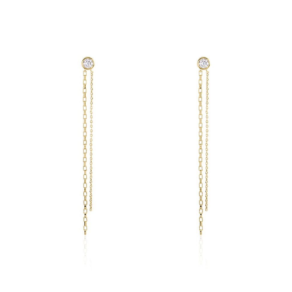 Boucles D'oreilles Pendantes Aenor Plaqué Or Jaune Oxyde De Zirconium - Boucles d'oreilles fantaisie Femme | Histoire d’Or