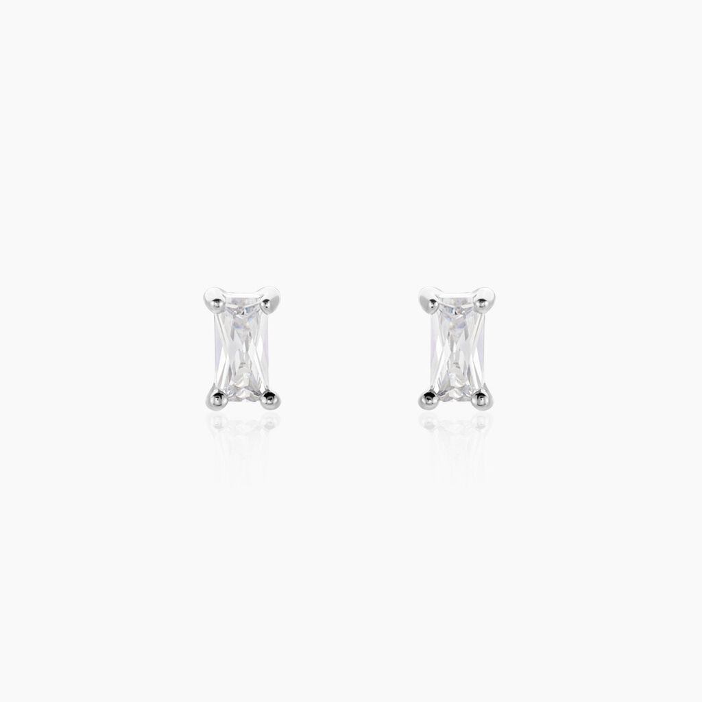 Boucles D'oreilles Puces Udia Argent Blanc Oxyde De Zirconium - Boucles d'oreilles fantaisie Femme | Histoire d&rsquo;Or