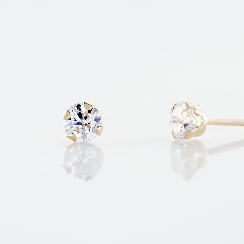 Boucles D'oreilles Puces Eddie Or Jaune Oxyde De Zirconium - Boucles d'oreilles empierr&eacute;es Femme | Histoire d&rsquo;Or
