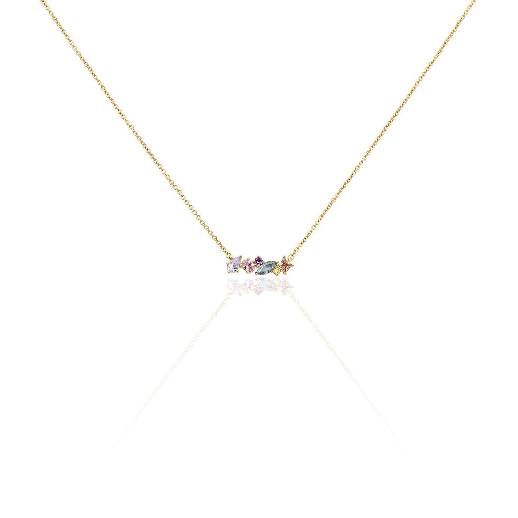 Collier Ikaia Plaqué Or Jaune Aqua Marine Synthétique Oxyde - Colliers Femme | Histoire d’Or