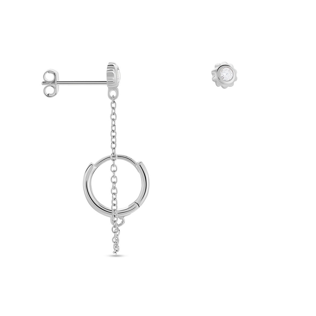 Boucles D'oreilles Dépareillées Macha Argent Blanc Oxyde De Zirconium - Boucles d'oreilles fantaisie Femme | Histoire d’Or