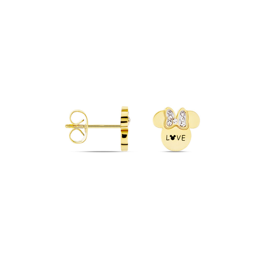 Boucles D'oreilles Puces Disney Acier Doré Cristaux - Boucles d'oreilles fantaisie Enfant | Histoire d’Or