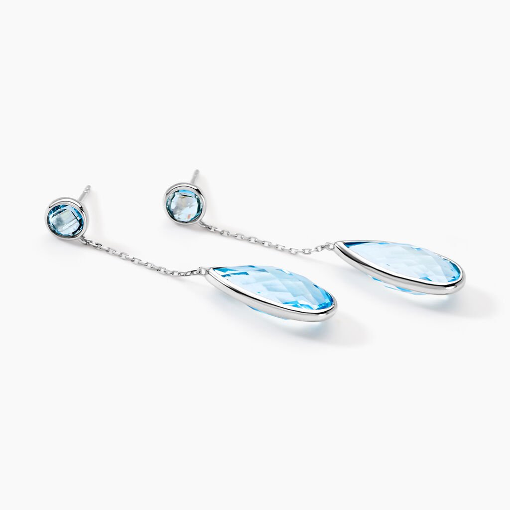 Boucles D'oreilles Pendantes Dennis Or Blanc Topaze - Boucles d'oreilles pendantes Femme | Histoire d’Or