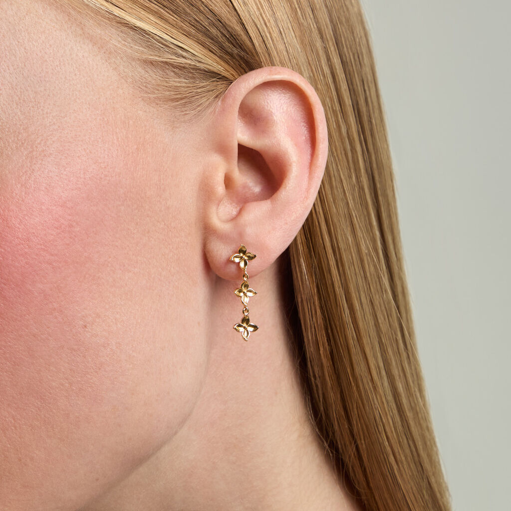 Boucles D'Oreilles Pendantes Monika Argent Dor&eacute; A L'Or 750/1000 - Boucles d'oreilles pendantes Femme | Histoire d&rsquo;Or