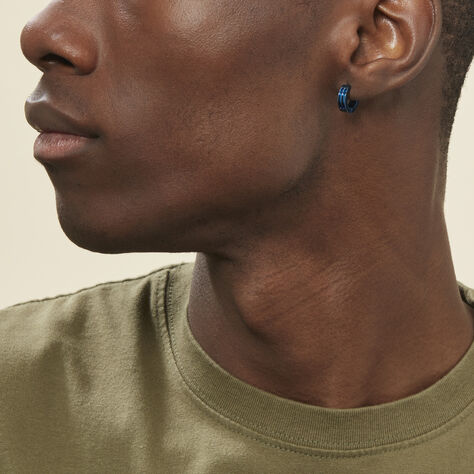 Créoles Jourdan Tilos Acier Bleu - Boucles d'oreilles créoles Homme | Histoire d’Or