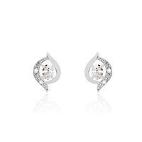 Boucles D'oreilles Puces Or Blanc Lydia Oxydes De Zirconium