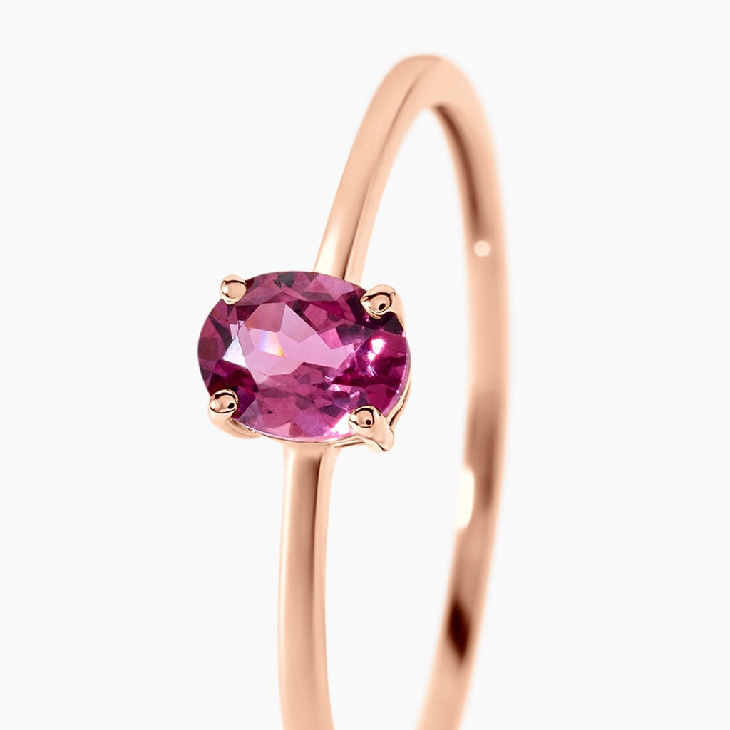 Bague Valentino Argent Dor&eacute; A L'Or 750/1000 Rhodolite - Bagues solitaires Femme | Histoire d&rsquo;Or