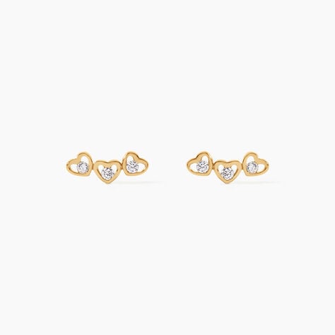 Boucles D'Oreilles Puces Daria Argent Dor&eacute; A L'Or 750/1000 Oxyde De Zirconium - Boucles d'oreilles fantaisie Femme | Histoire d&rsquo;Or