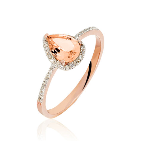 Bague Alice Or Rose Morganite Et Oxyde De Zirconium - Bagues solitaires Femme | Histoire d&rsquo;Or