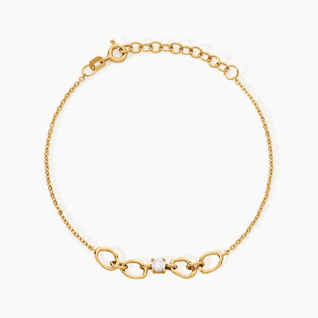 Bracelet Cladie Argent Dor&eacute; A L'Or 750/1000 Oxyde De Zirconium - Bracelets Femme | Histoire d&rsquo;Or