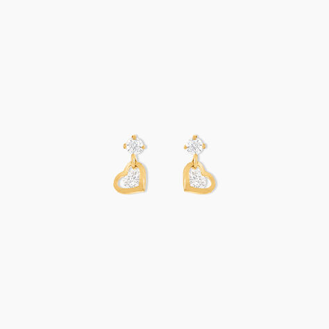 Boucles D'oreilles Pendantes Ludyvine Or Jaune Oxyde De Zirconium - Boucles d'oreilles pendantes Femme | Histoire d&rsquo;Or