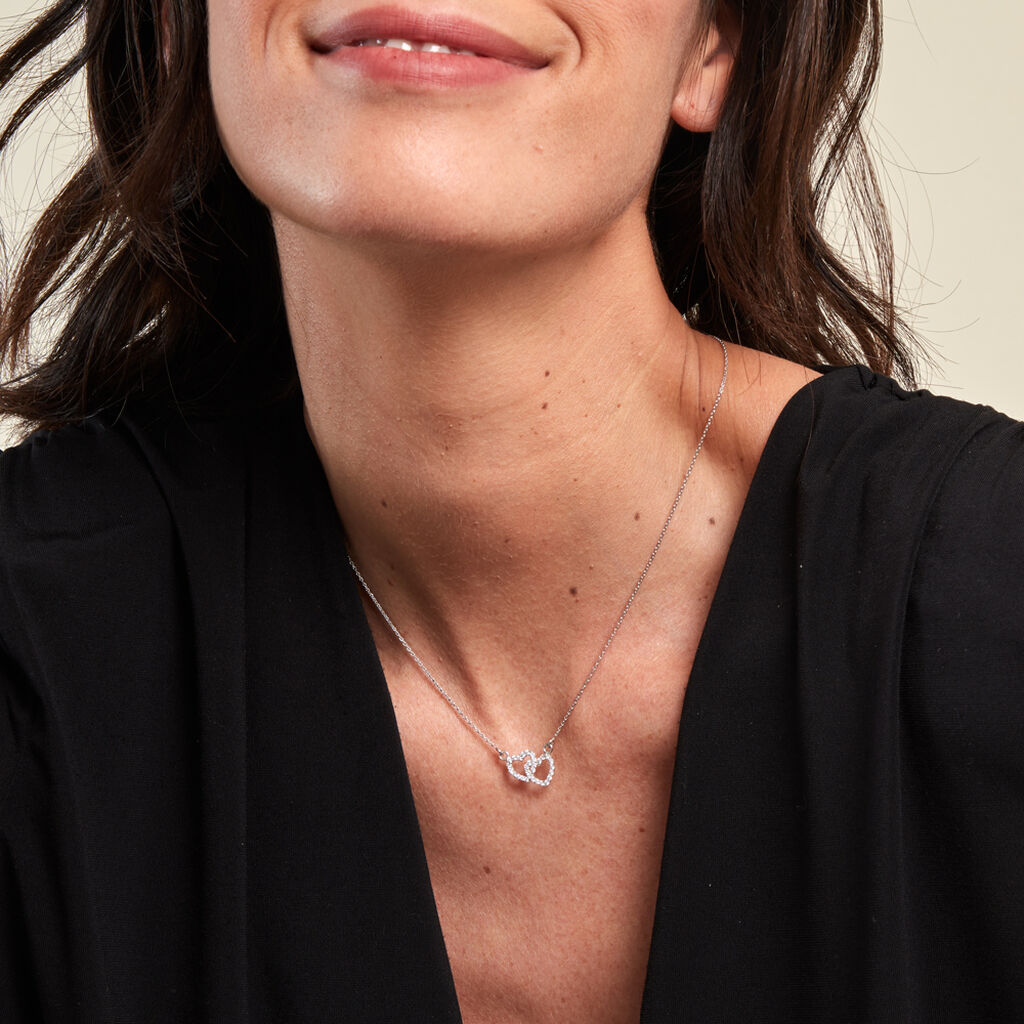 Collier Loving Argent Blanc Oxyde De Zirconium - Colliers fantaisie Femme | Histoire d’Or
