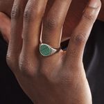 Chevali&egrave;re Argent Blanc Aileas Malachite - Bagues solitaires Homme | Histoire d&rsquo;Or