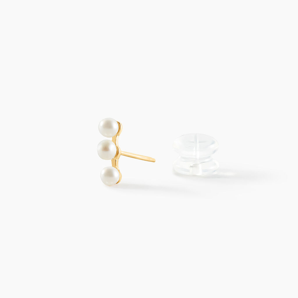Boucles D'oreilles Puces Caitlyn Or Jaune Perle De Culture - Clous d'oreilles Femme | Histoire d’Or