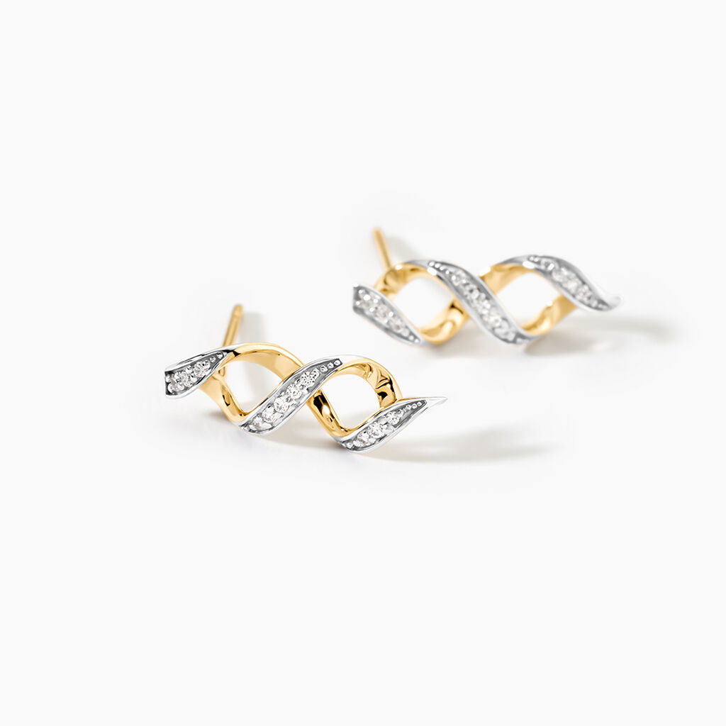 Boucles D'oreilles Or Jaune Serj Oxydes De Zirconium - Boucles d'oreilles pendantes Femme | Histoire d&rsquo;Or