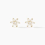 Boucles D'oreilles Puces Eleanor Fleur Or Jaune Oxyde De Zirconium - Clous d'oreilles Femme | Histoire d&rsquo;Or