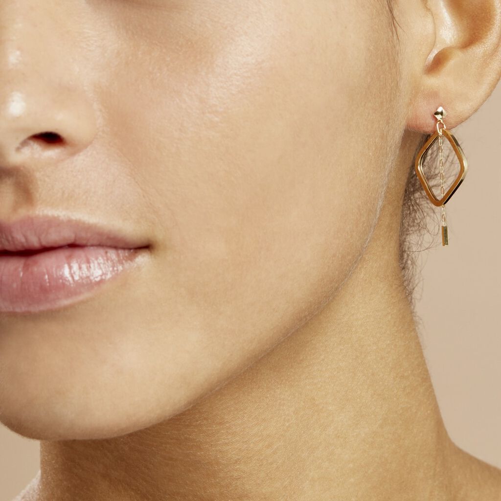 Créoles Elyette Carre Ajoure Or Jaune - Boucles d'oreilles créoles Femme | Histoire d’Or