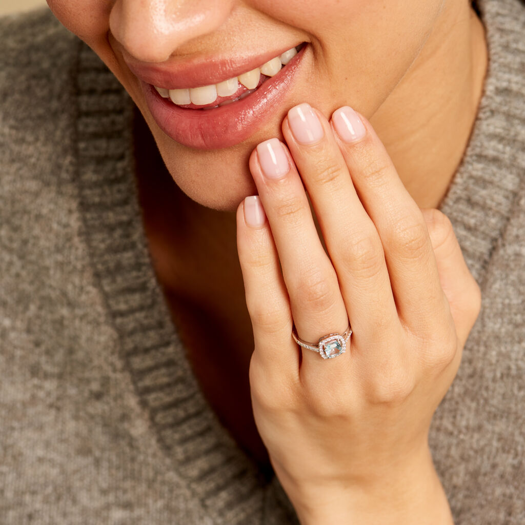 Bague Adrienna Or Blanc Topaze Oxyde De Zirconium - Bagues solitaires Femme | Histoire d’Or