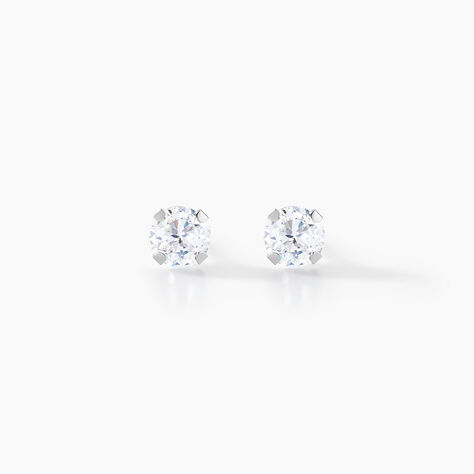 Boucles D'oreilles Puces Eddie Or Blanc Oxyde De Zirconium - Clous d'oreilles Femme | Histoire d&rsquo;Or