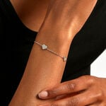Bracelet Petit Coeur Argent Blanc Oxyde De Zirconium - F&ecirc;te des m&egrave;res Femme | Histoire d&rsquo;Or