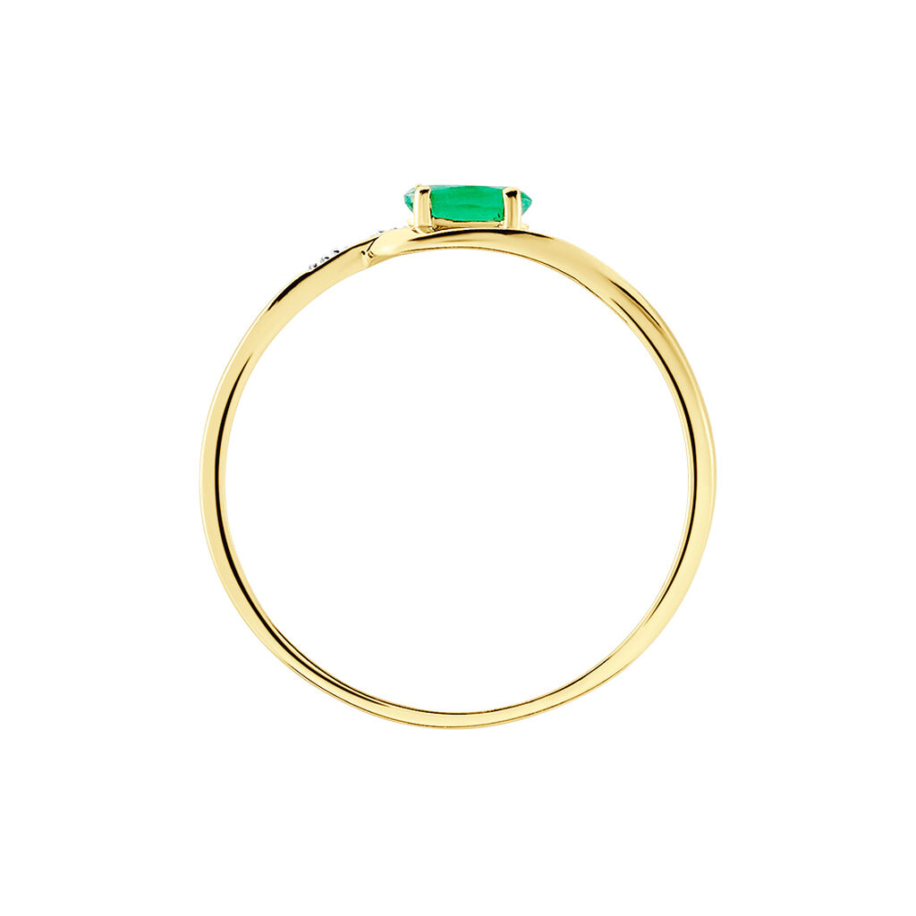 Bague Emotion Or Jaune Emeraude Diamant - Bagues avec pierre Femme | Histoire d’Or