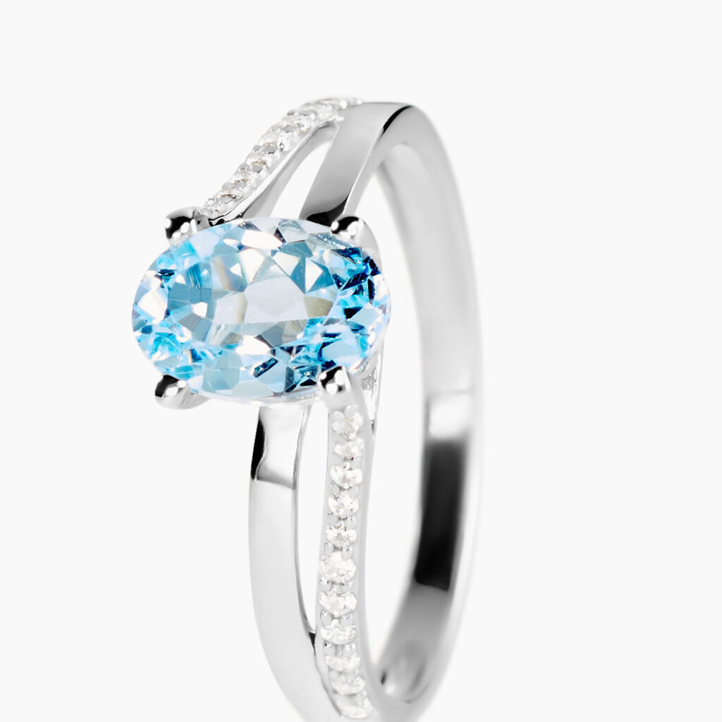 Bague Marie-eva Or Blanc Topaze Et Oxyde De Zirconium - Bagues solitaires Femme | Histoire d&rsquo;Or