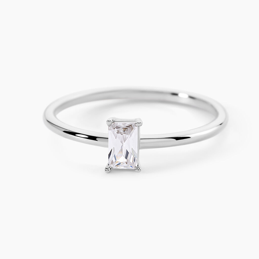 Bague Baguette Argent Blanc Oxyde De Zirconium - Bagues solitaires Femme | Histoire d&rsquo;Or