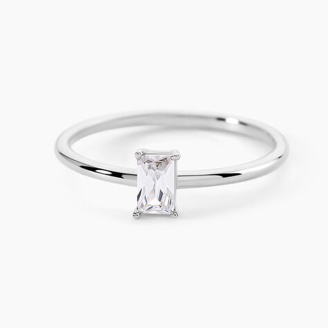 Bague Baguette Argent Blanc Oxyde De Zirconium - Bagues solitaires Femme | Histoire d&rsquo;Or