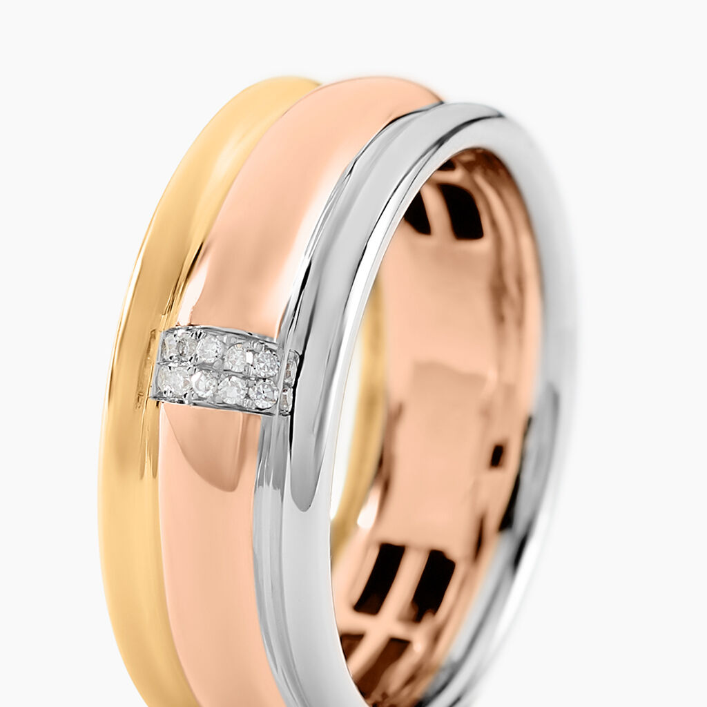 Bague Hajila Or Tricolore Diamant - Bagues avec pierre Femme | Histoire d&rsquo;Or