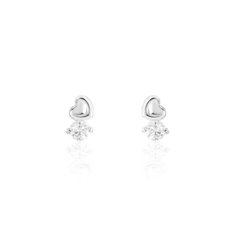 Boucles D'oreilles Puces Amani Argent Blanc Oxyde De Zirconium - Boucles d'oreilles fantaisie Femme | Histoire d’Or