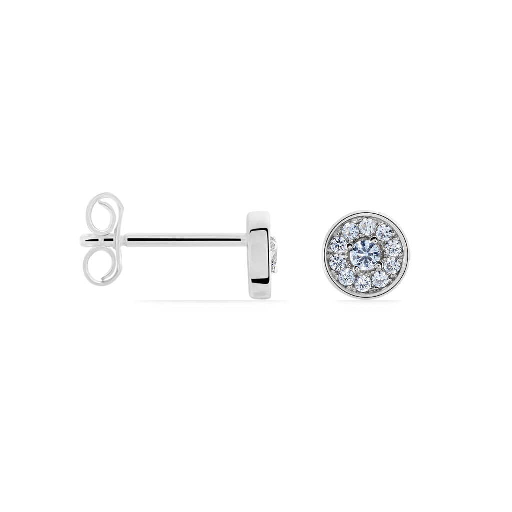 Boucles D'oreilles Puces Auxana Argent Blanc Oxyde De Zirconium - Boucles d'oreilles fantaisie Femme | Histoire d’Or