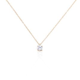 Collier Solitaire Argent Rose Lylwenn Oxyde De Zirconium - Colliers fantaisie Femme | Histoire d’Or