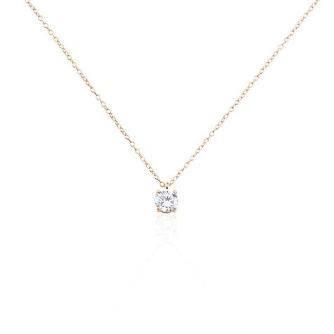 Collier Solitaire Argent Rose Lylwenn Oxyde De Zirconium - Colliers fantaisie Femme | Histoire d’Or