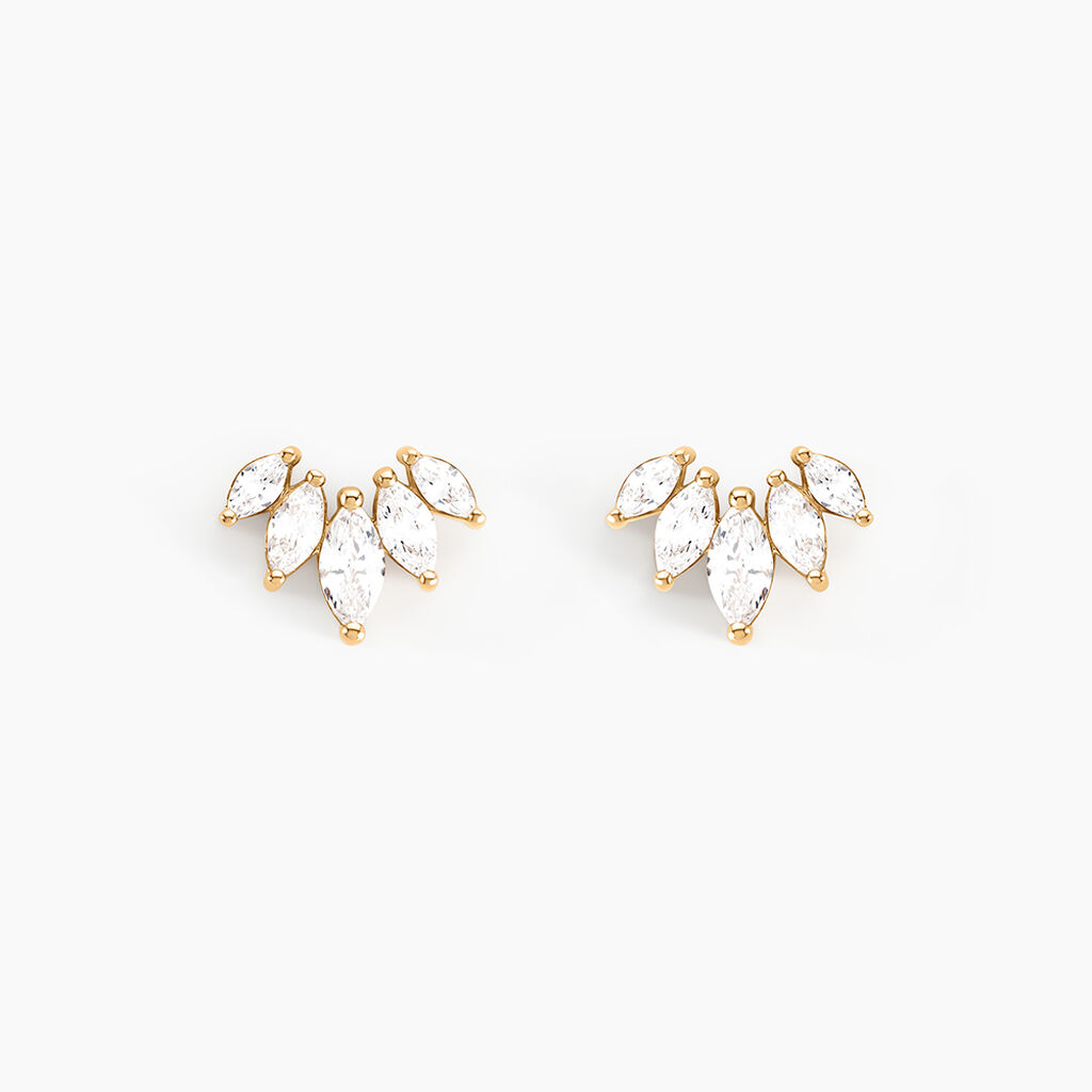 Boucles D'oreilles Puces Amazonia Plaqué Or Jaune Oxyde De Zirconium - Boucles d'oreilles fantaisie Femme | Histoire d’Or