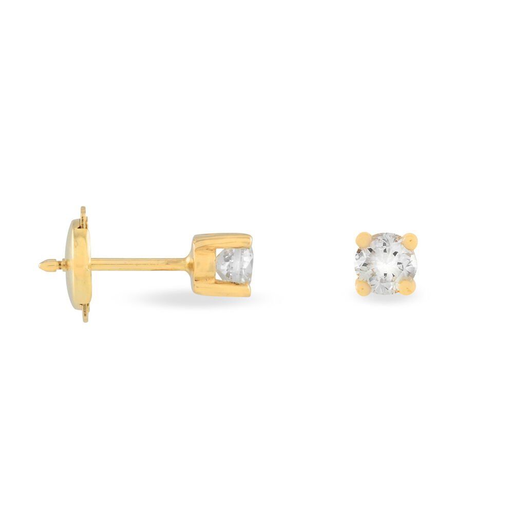 Boucles D'oreilles Puces Clavie Or Jaune Diamant - Clous d'oreilles Femme | Histoire d&rsquo;Or
