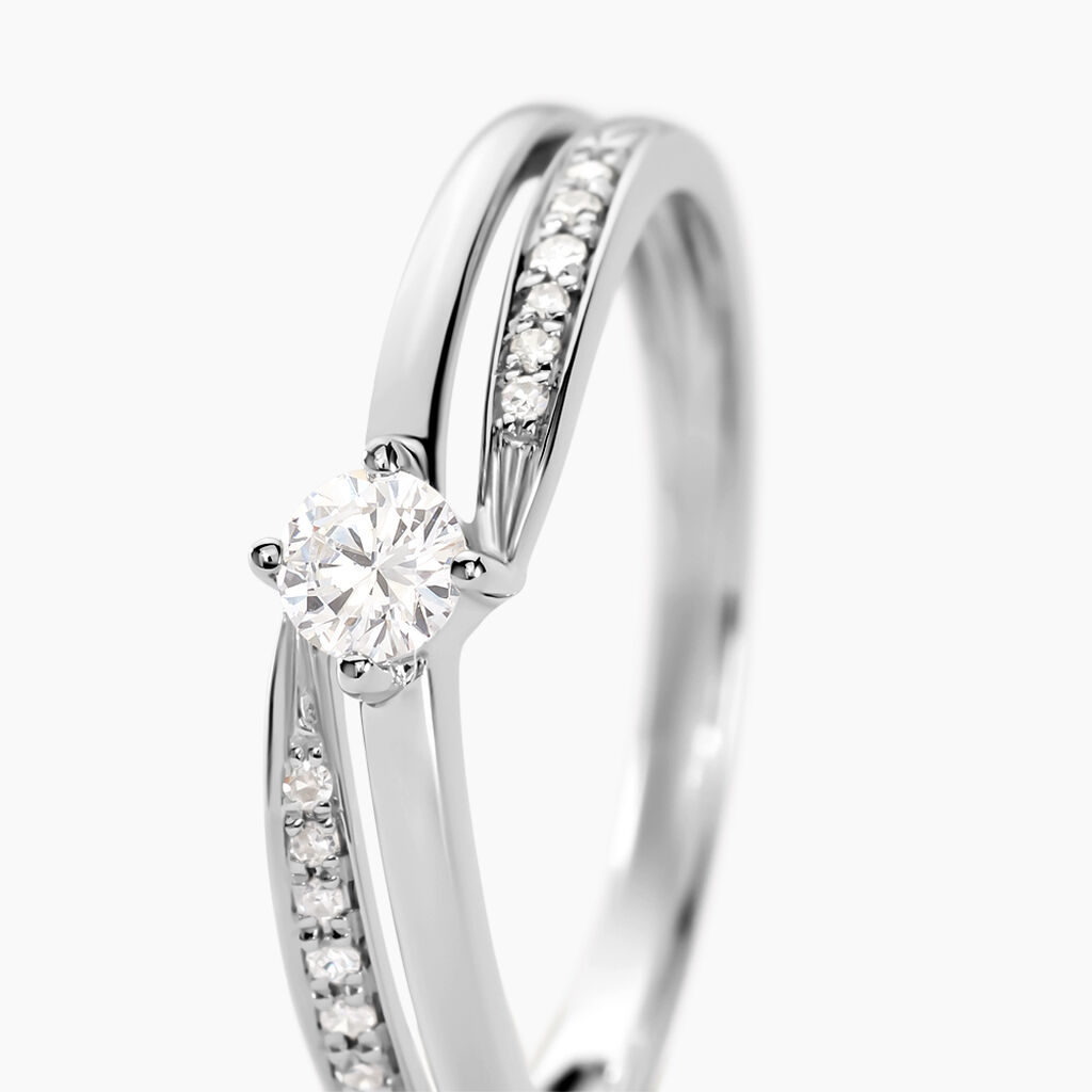 Bague Selene Or Blanc Diamant - Bagues solitaires Femme | Histoire d’Or