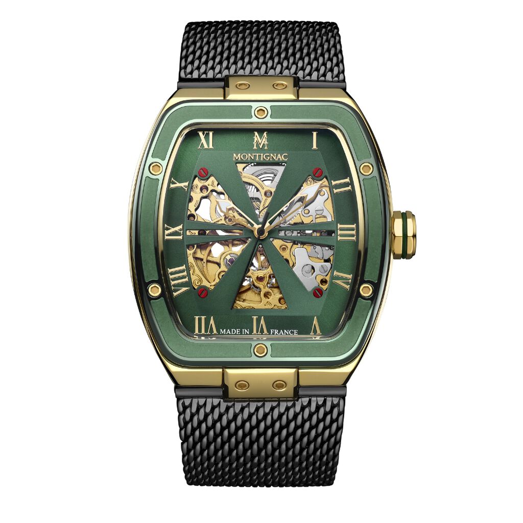 Montre Montignac Tonneau Automatique Vert - Montres Homme | Histoire d’Or