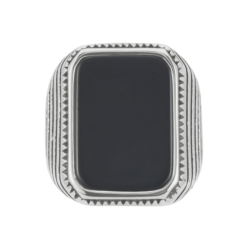 Chevaliere Acier Blanc Romanus Pierre - Bagues solitaires Homme | Histoire d&rsquo;Or