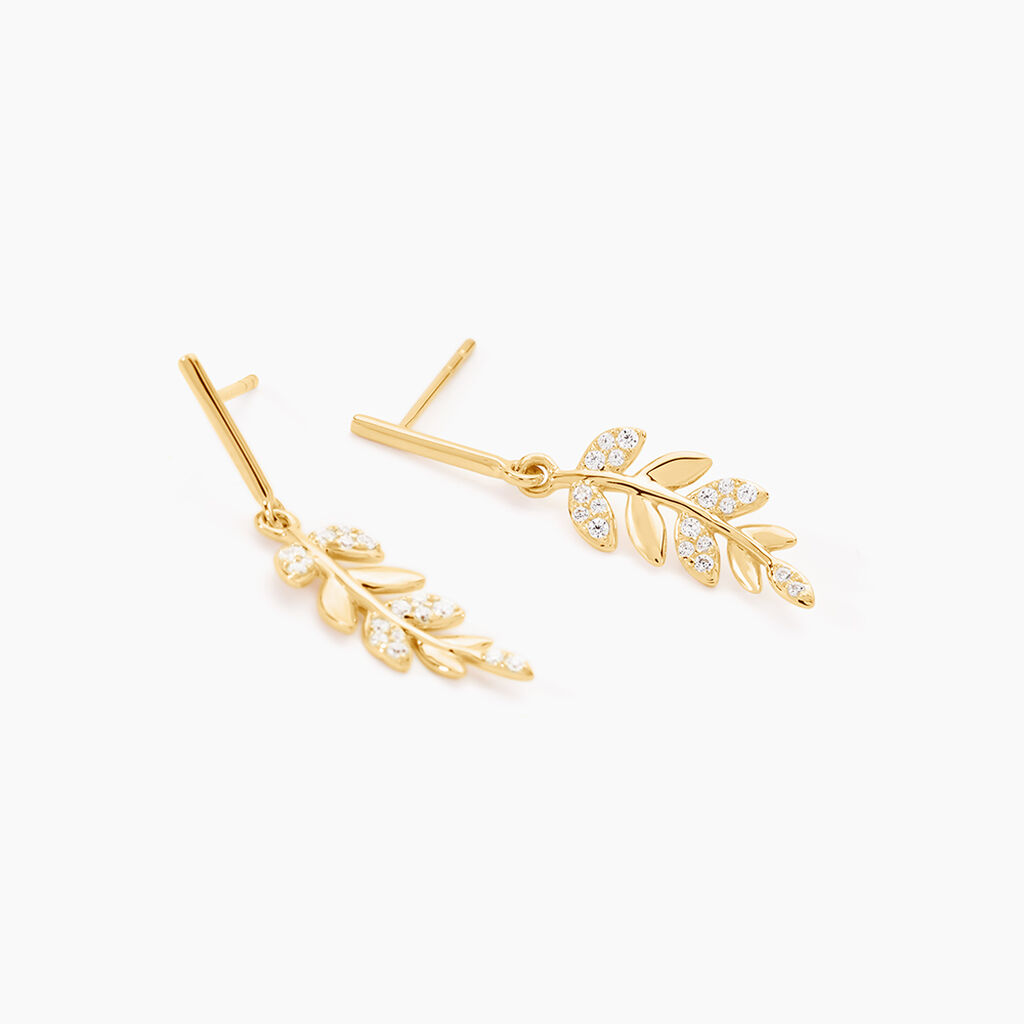 Boucles D'oreilles Pendantes Or Jaune Nahia Oxydes De Zirconium - Boucles d'oreilles pendantes Femme | Histoire d&rsquo;Or