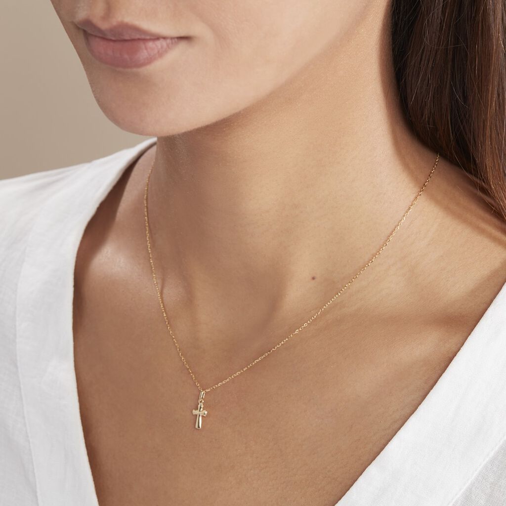Pendentif Alyssa Croix Or Jaune - Pendentifs Baptême Famille | Histoire d’Or